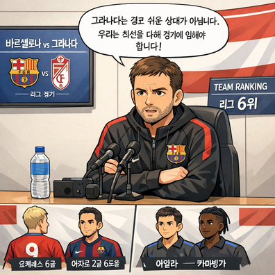 바르셀로나 팀 감독, 그라나다와(과)의 경기를 앞두고